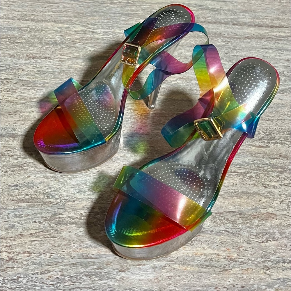 Nwob Azalea Wang Croix Rainbow Open Toe Strapped … - image 5